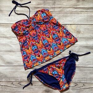 Mossimo Tankini 2 Piece Swimsuit Swim Set NWT Women’s Size Medium Multicolored